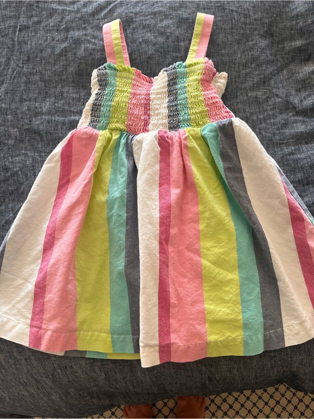 GAP Girls Striped Sundress in Pink, Green, Blue, Gray, White